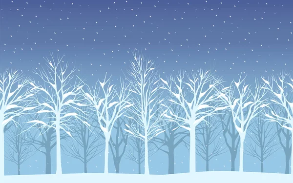 Зимняя Лесная Полоса Лес Векторная Горизонтальная Граница Бесшовный Рисунок Снежные — стоковый вектор