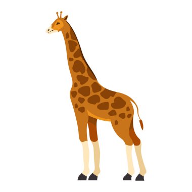 Vector wild african giraffe illustration. Wildlife and long neck fauna, isolated mammal. Safari sign and savannah emblem, tropical jungle image. Tallest herbivore with camouflage. Wilderness icon.