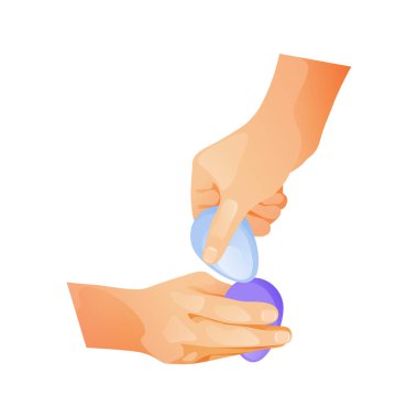 Egg tapping or knocking, traditional Easter game. Isolated vector icon or clipart. Hands of participants taps the boiled eggs. Egg fight or egg jarping. Competition of Easter holiday event.