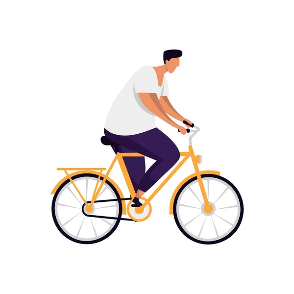 Cyklista Nebo Muž Jezdec Kole Vektorový Obraz Plochá Ilustrace Cyklisty — Stockový vektor