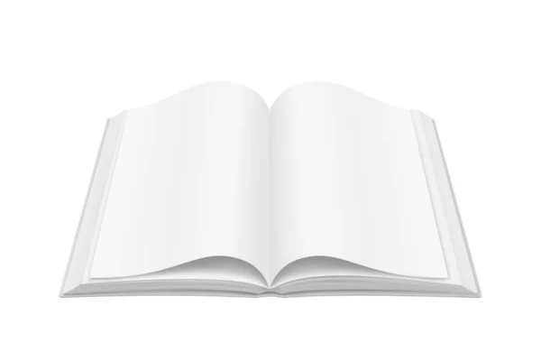 Könyv Nyitott Oldalakkal Vektorkép Reális Irodalomról Üres Vagy Tiszta Oldallal — Stock Vector