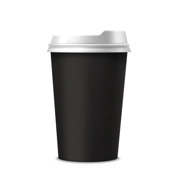 Vector Isolated Realistic Coffee Cup Black Tea Mug Image Sign — Stock Vector