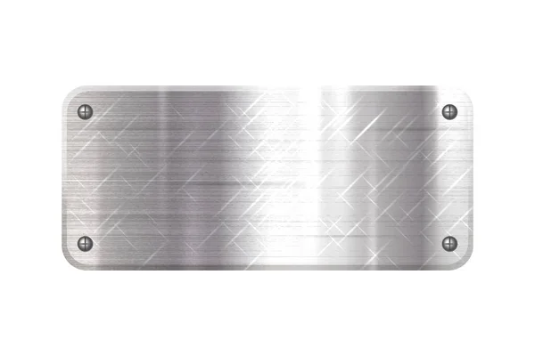 Silver Metal Iron Plate Sign Rivet Vector Chrome Board Backdrop — Stock Vector