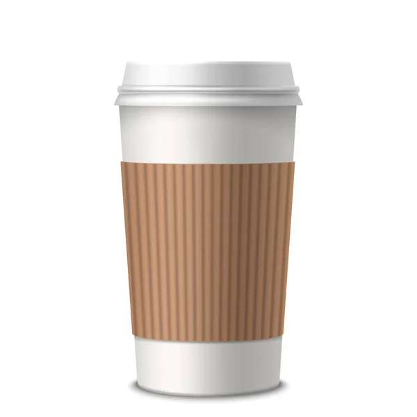 Isolierte Vektor Kaffeetasse Mit Karton Für Heißgetränke Becher Für Teetrinken — Stockvektor