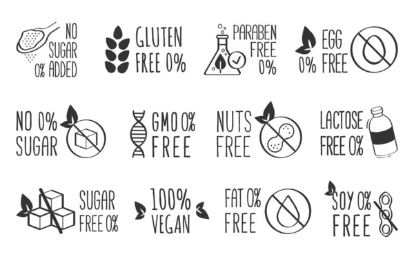 Adesivi Vettoriali Etichette Alimenti Sani Timbro Vettoriale Mercato Alimentare Tag Illustrazione Stock