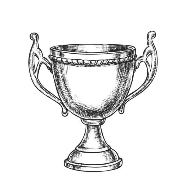 冠军奖杯的矢量图像 运动奖牌杯的素描 手绘了竞赛胜利的标志 奖励或成就的现实的高脚杯 孤立的冠军碗 体育活动冠军奖 — 图库矢量图片