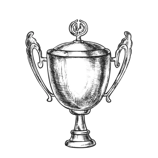 Реалистичный Векторный Эскиз Трофея Победителя Иллюстрация Кубка Чемпиона Вознаграждение Первое — стоковый вектор