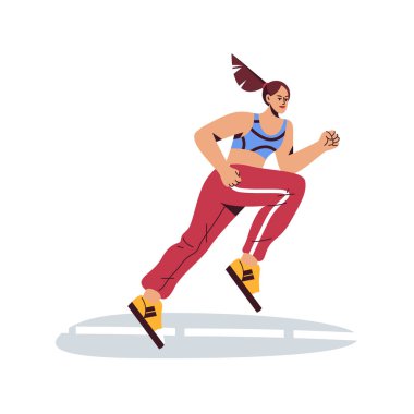 Kaçak kadın vektör çizimi. Ayrı bir kadın koşucu ya da sprinter. Antrenman yapan ya da koşu yapan bir kız. Spor koşusu ya da koşu, maraton sporu. Sürat koşusunda sporcu kadın.
