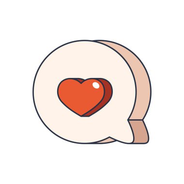 Kalpli vektör balonu. Sohbet mesajlarına bayılırım ya da düşünce için romantik bulutlara. Görsel sevgi ifadesi ya da yorum gibi, etkileşimli sohbet sembolü ya da iletişim unsuru, sohbet balonu. Konuş.