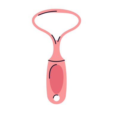 Dil kazıyıcı ya da daha temiz bir ikon. Diş sağlığı ve ağız sağlığı için vektör sembolü. Ağızdan bakterileri temizlemek, taze nefes almak ve sağlığını iyileştirmek için aksesuar. Diş hekimliği, ortodonti ekipmanları