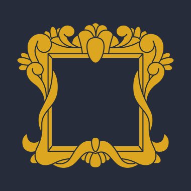 Klasik resim çerçevesi ya da antika süsleme. Vektör retro dekorasyonu ya da eski portre dekoru. Viktorya dönemi ve barok mirası. Geleneksel biçim boş çerçeve. Sanat için süsleme. Galeri teması.