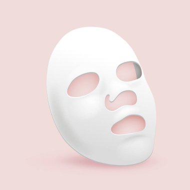 Kozmetik kadın maske modeli. Tıbbi ya da spa sembolü için gerçekçi kişiselleştirilebilir tasarım. Dişi cilt bakımı için 3D yakın çekim. Hijyen, sağlık, makyaj malzemeleri. Yüz hekimi..
