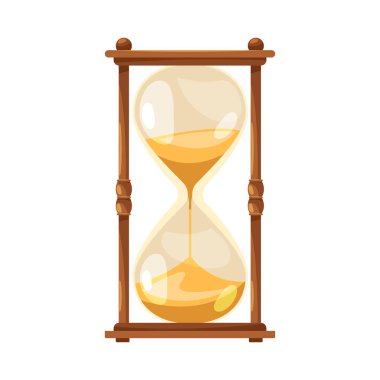 Kumlu kum saati. Vektör kum saati ya da kum saati. Zaman ölçmek için antika zamanlayıcı ya da eski bir saat. Antika ya da retro dekorasyon için saat. Geri sayım için cam zamanlayıcı. Zaman ve cam ögesi.