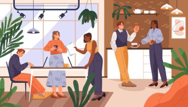 İş günü ofis içi. Vekil iş arkadaşı günü. İş planlama ve kahve molası verenler. Personel toplantısı ve beyin fırtınası, iletişim ve tartışma. Şirket takım çalışması. Şirket posteri.