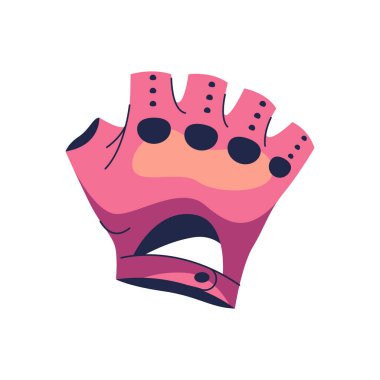 Bisikletli eldivenler vektör işareti. Motosiklet vitesi ikonu. Koruyucu deri, parmaksız el giysileri. Sürücüler için ergonomik kavrama. Yüksek hız ve maceranın sembolü. Avuç içi ve bilek sporu kıyafeti. Motokros.