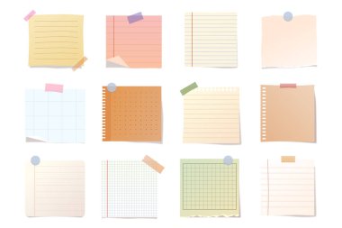 Planlayıcı ya da ofis için kağıt çıkartma ya da yapışkan notlar seti. Yapıştırıcı etiketleri ya da boş yazma yüzeyi koleksiyonu, not etiketi. Okul hatırlatıcısı ya da boş albüm küpürleri. Boş defter sayfası, etiket