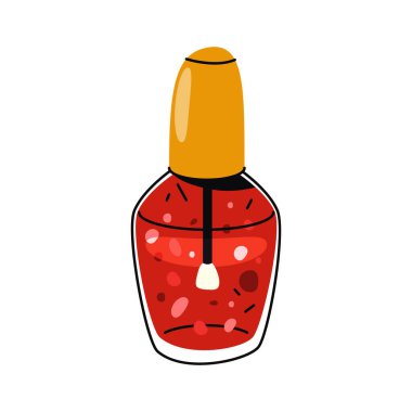 Oje jölesi ve aplikatör. Vektör kadın güzellik ürünü ya da kadın kozmetik kutusu. Manikür aksesuarı ya da tırnak boyası fırçası, parmak akrilik dekorasyonu. Kadın makyajı..