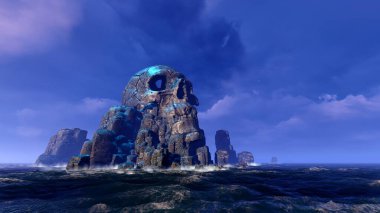 Kafatası şeklinde taş bir ada.