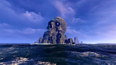 Korsan adası taş insan kafatası şeklinde.