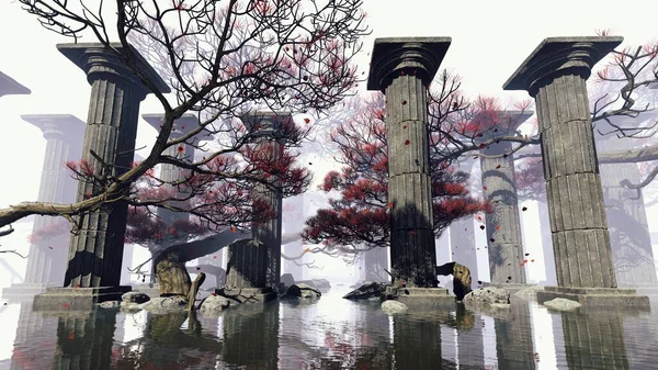 Antik bir tapınak sütunlarının