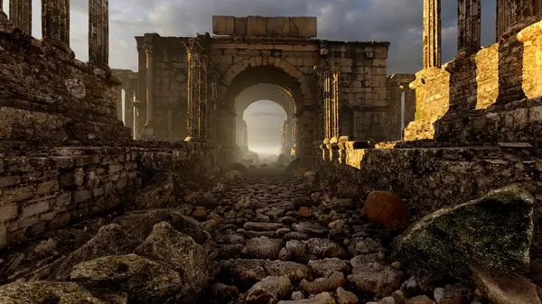 Antik şehrin kalıntıları ve tapınakları.