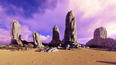 Çöldeki dev taş yapılar.