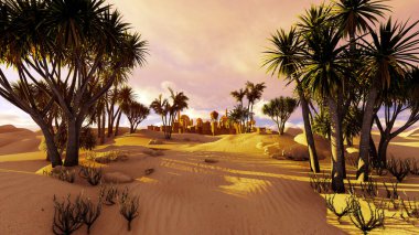 Doğu şehri çöl vahasında.