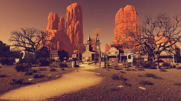 Old church and hotel from the Wild West