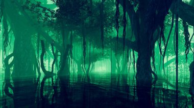 Fantasy mangrove forest with creepers clipart