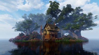 Göl kenarındaki eski değirmen.