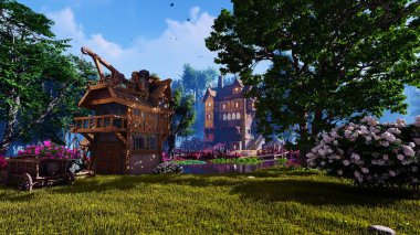 Fantezi ormanındaki peri evi.