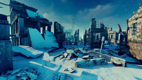 Kışın şehrin kalıntıları.