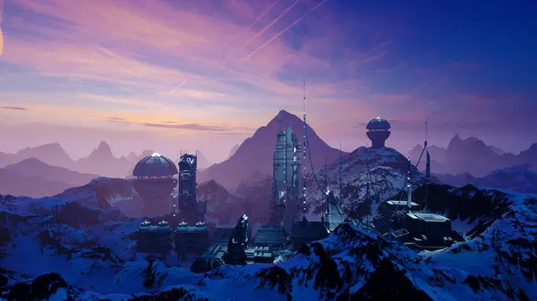 Yüksek dağların arasında fantastik bir askeri üs.