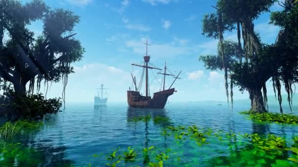 城门在热带东南方 关于旅行和冒险主题的动画 — 图库视频影像