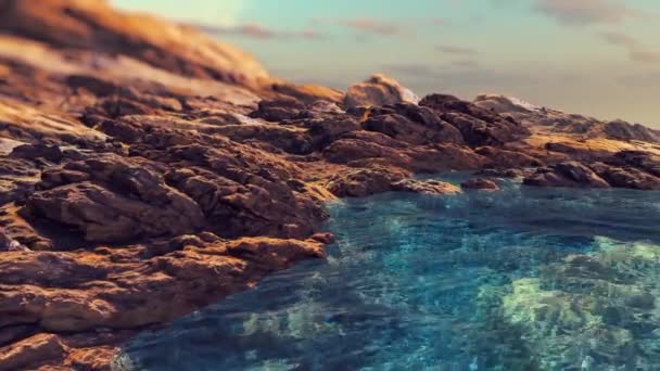 Pobřeží Pokryto Kameny Moře Čisté Animace Téma Příroda Cestovní Ruch — Stock video