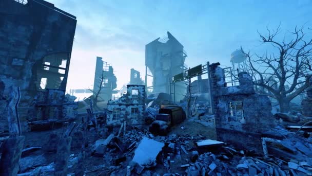 Ruínas Quarteirão Cidade Destruído Pela Guerra — Vídeo de Stock