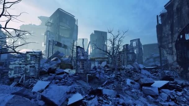 Hiver Nucléaire Dans Une Ville Ruine — Video