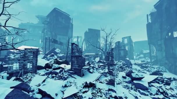 Bewegung Durch Eine Von Der Apokalypse Zerstörte Stadt — Stockvideo