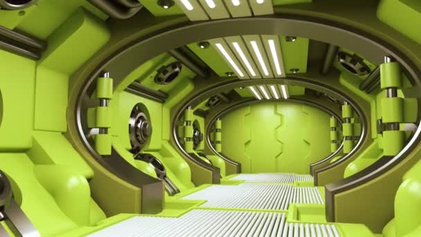 Vesmírná Loď Její Koridory Animace Téma Vesmíru Jeho Zkoumání Cestování — Stock video