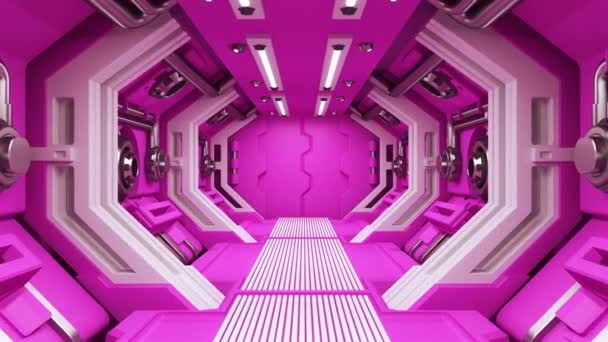 Futuristische Ruimtecorridor Animatie Het Thema Van Ruimte Zijn Exploratie Reizen — Stockvideo