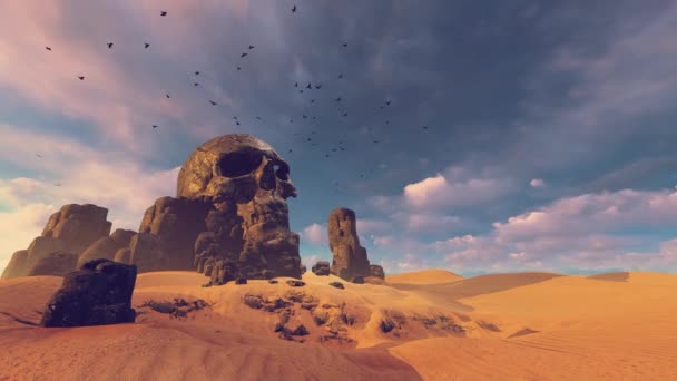 Desert Skull Mountain Animación Sobre Ficción Fantasía Cuentos Hadas Aventuras — Vídeo de stock