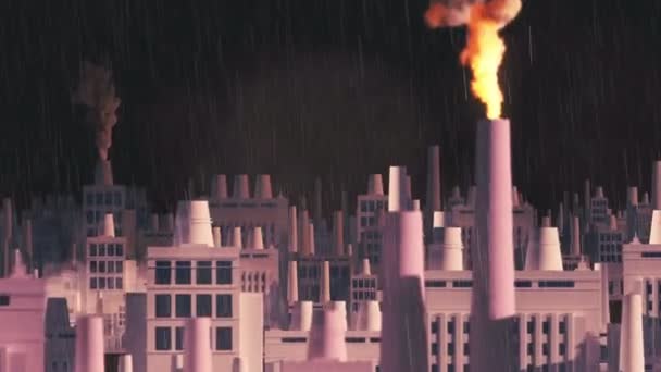 Анімаційна Графічна Ілюстрація Промислового Міста — стокове відео