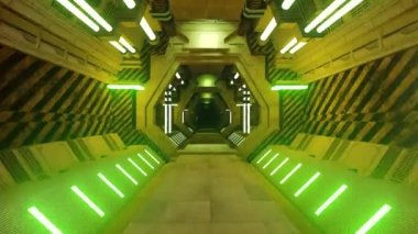 Neon ışıklandırmalı uzay gemisi istasyonu