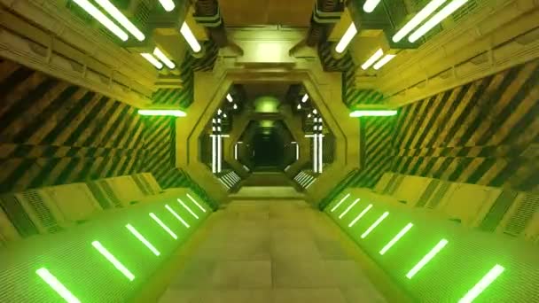 Estação Nave Espacial Iluminação Néon — Vídeo de Stock