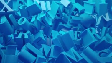 Latin alfabesinin harflerinden oluşan mavi arkaplan