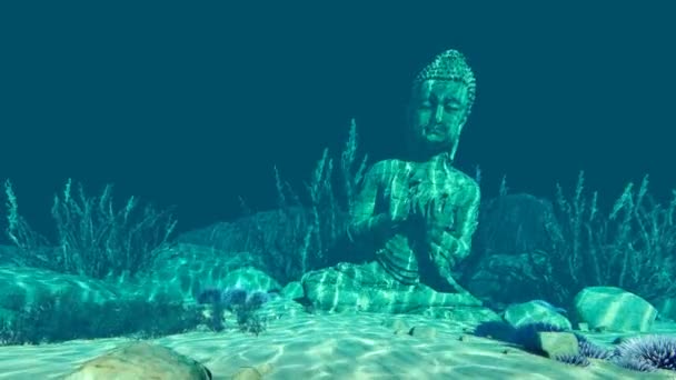 水下古代文明雕塑 — 图库视频影像