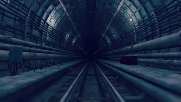 Movement Underground Metro Tunnel — Stock Video