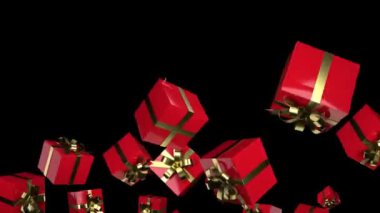 Altın Kurdeleli Hediyeler. Alfa kanallı birçok güzel kırmızı tatil paketleri.