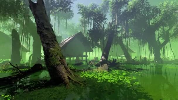 Domorodý Příbytek Tropické Džungli — Stock video