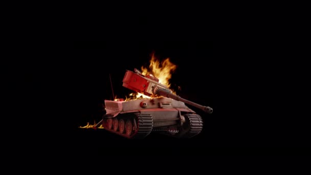 Zerstörter Tank Flammen — Stockvideo